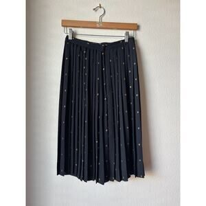 Vintage 1980s Kenzo Paris Pleated Skirt Black Gold Academia Chic European
